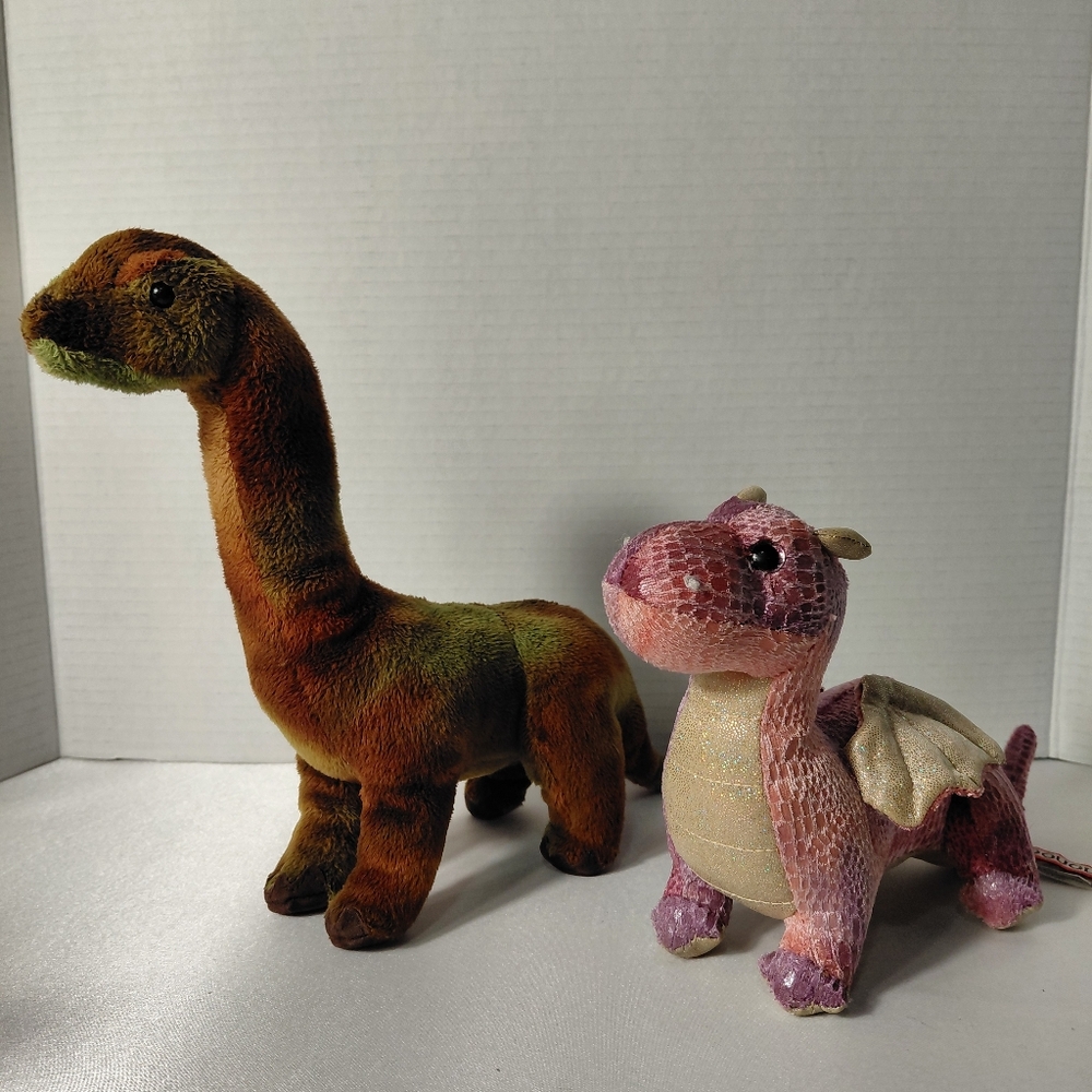 2 Douglas Plush - Kayda Purple Dragon & Bruno The Brachrosaurus.